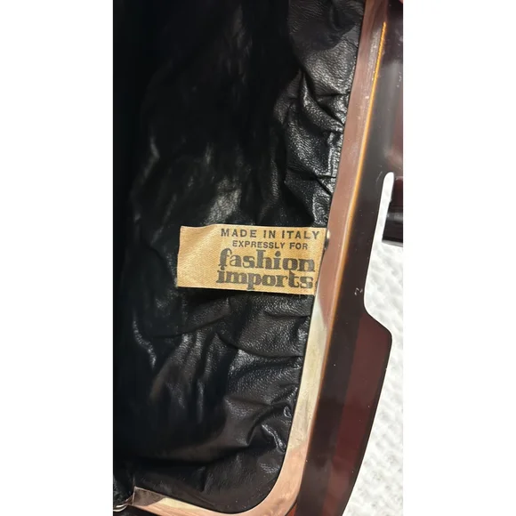 VINTAGE suede clutch purse hinged opening lucite closure burgundy merlot OS - Picture 12 of 14